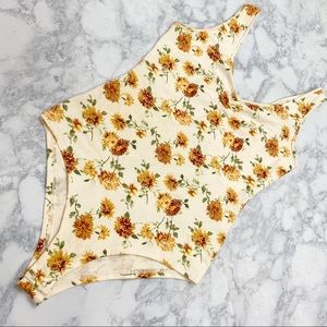 Forever 21 Yellow Floral Bodysuit